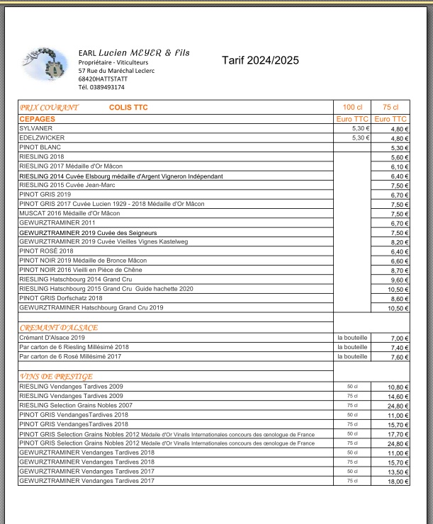 Tarif 2024 2025 1