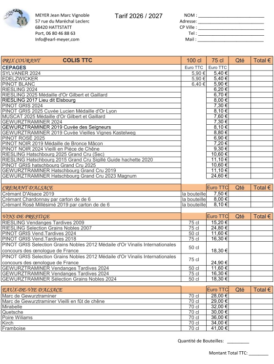 Tarif 2026 2027